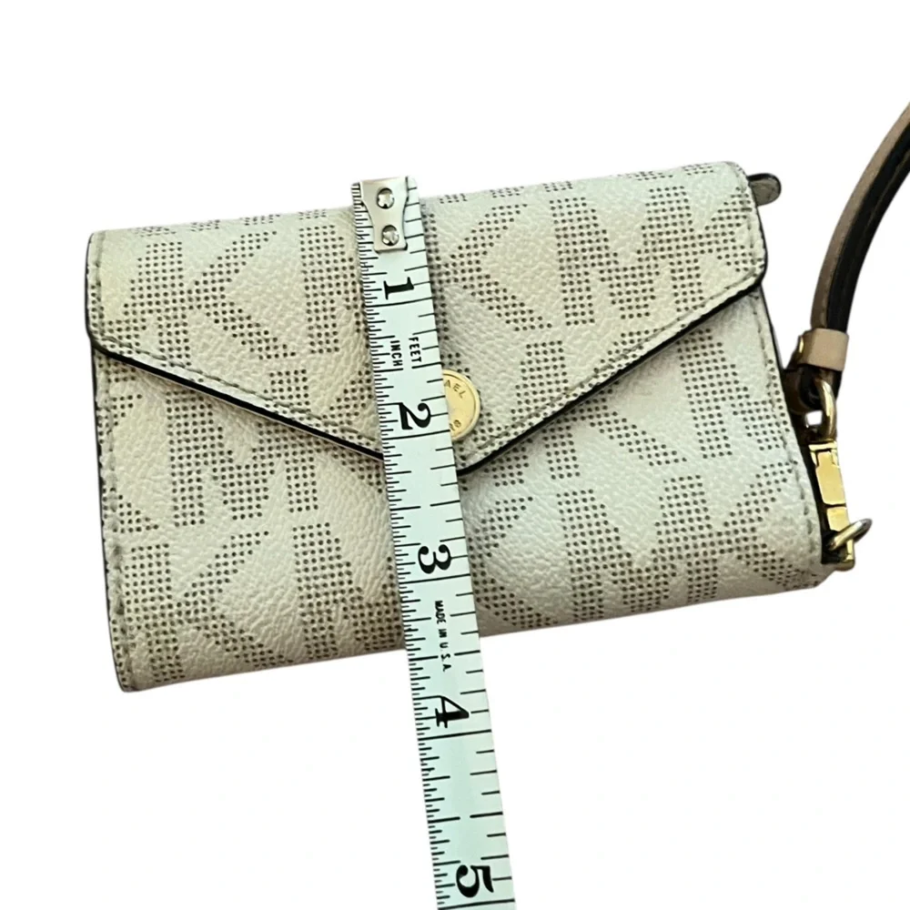 Michael Kors Cream Monogram mobile wristlet card case / wallet